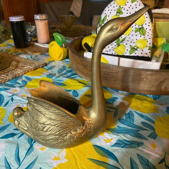 Vintage Brass swan planter mid century Hollywood